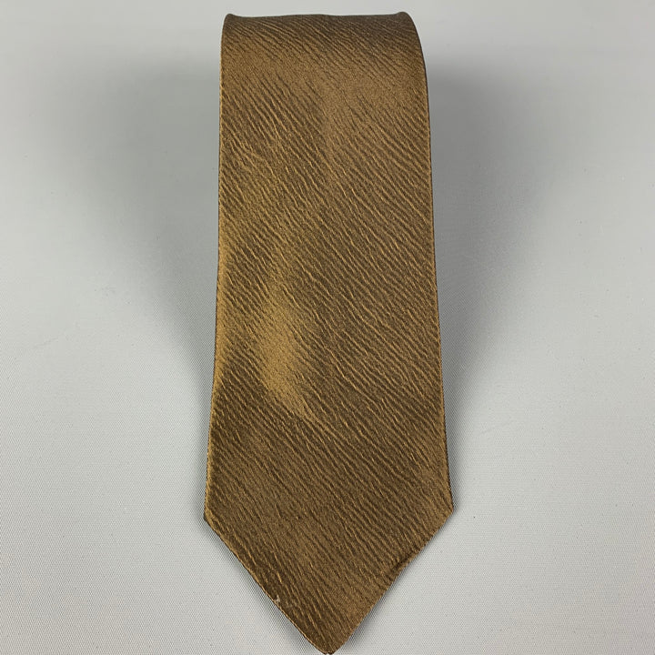 JIL SANDER Brown Textured Silk Viscose Tie