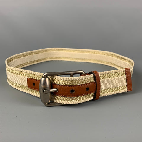 GUCCI Size 38 Gold Brown Ribbon Belt
