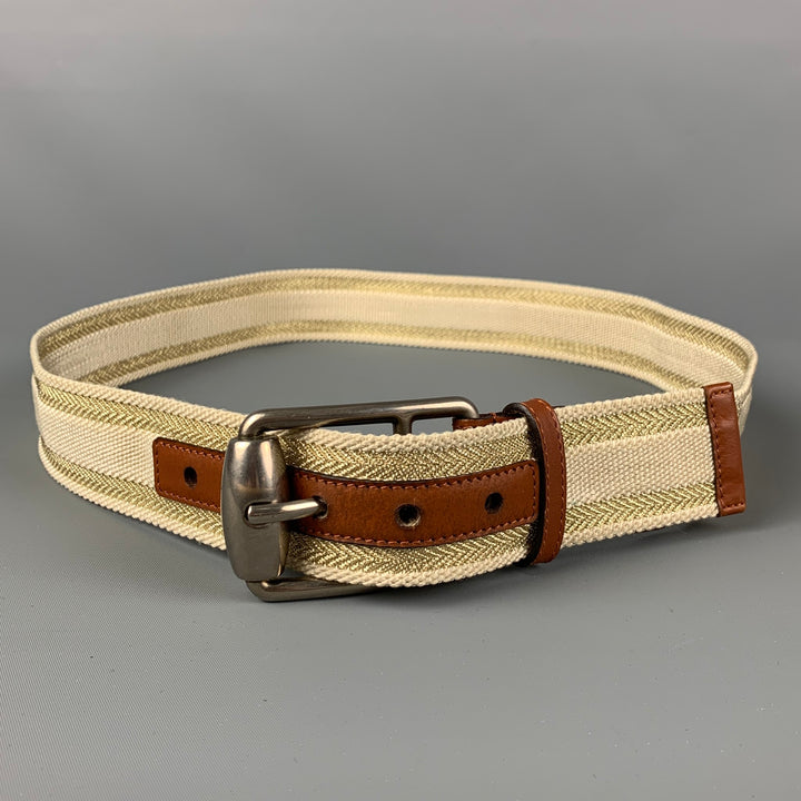 GUCCI Size 38 Gold Brown Ribbon Belt