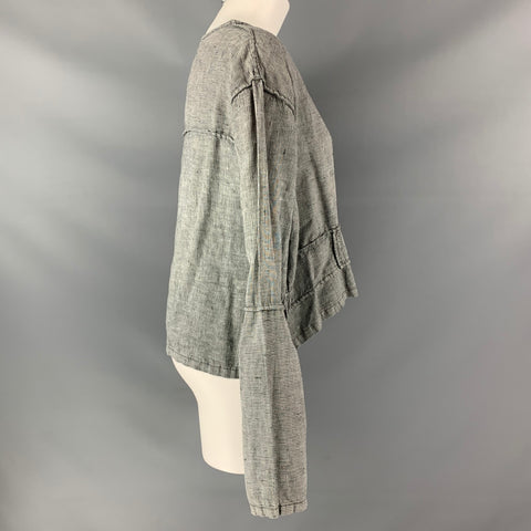 CYNTHIA ASHBY Size S Blue & White Linen Oversized Casual Pullover Top
