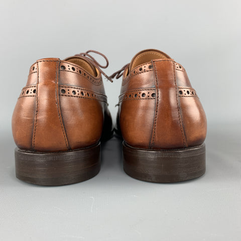 PRADA Size 10.5 Tan Leather Wingtip Lace Up Brogues