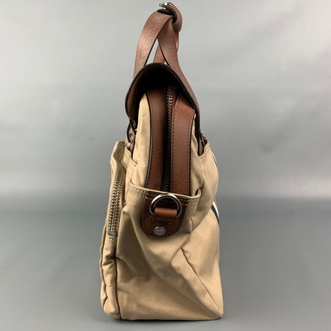 THOM BROWNE for BLACK FLEECE Beige & Brown Canvas & Leather Messenger Bag