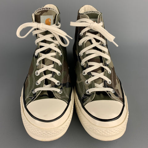 CONVERSE x CARHARTT WIP Chuck 70 Size 10.5 Olive & Black Camouflage Canvas High Top Sneakers
