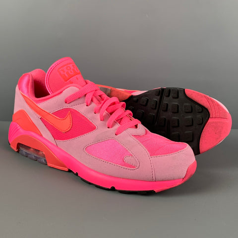 NIKE x COMME des GARCONS Air Max 180 Size 9.5 Pink Neon Mixed Materials Sneakers