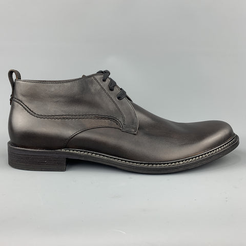JOHN VARVATOS Size 12 Black Solid Leather Rubber Sole Lace Up Boots