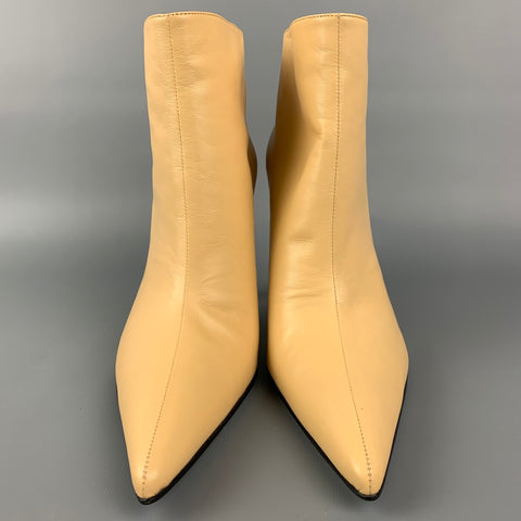 CELINE Size 7 Beige Leather Pointed Toe Boots