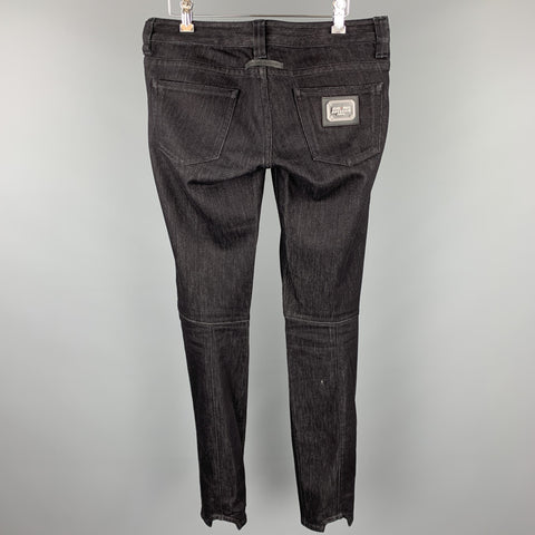 JEAN PAUL GAULTIER Size 29 Black Denim Low Rise Laced Leg Jeans
