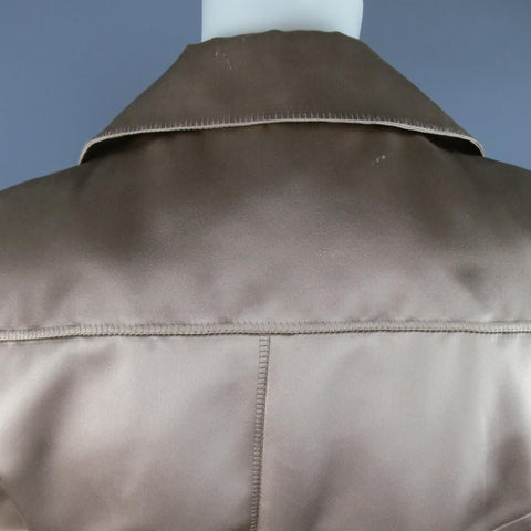 YVES SAINT LAURENT Rive Gauche Size 10 Muted Mauve Beige Silk Satin Top Stitch Skirt Suit