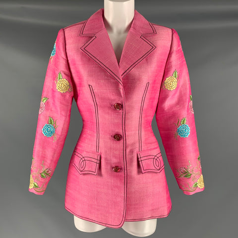 MAX NUGUS Size M Pink Multi-Color Embroidered Jacket