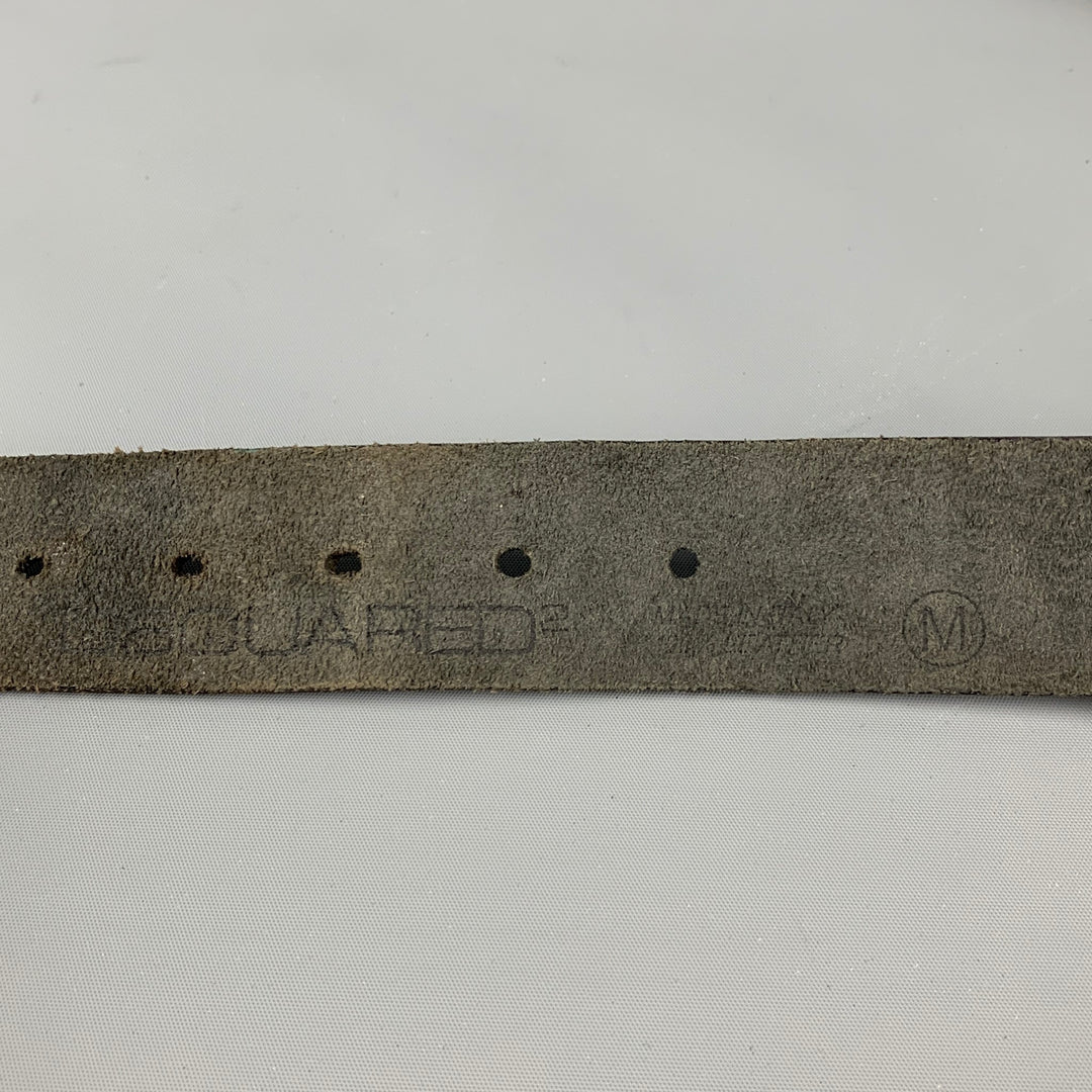 DSQUARED2 Size M Black Brown Studded Leather Belt