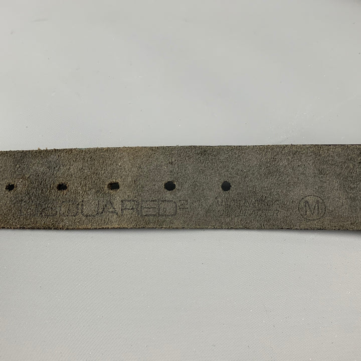 DSQUARED2 Size M Black Brown Studded Leather Belt