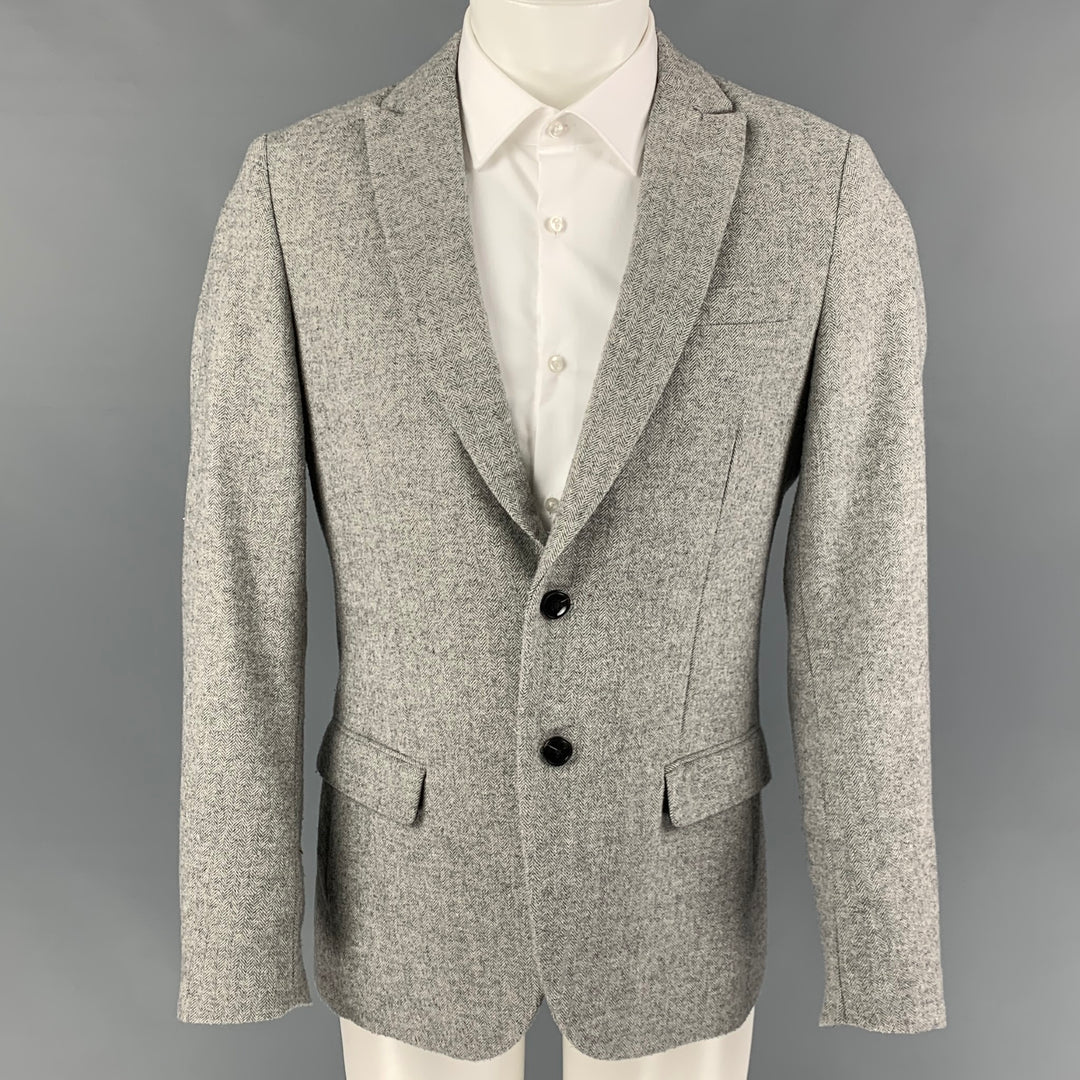 SCOTCH AND SODA Size M Light Gray Herringbone Polyester Wool Sport