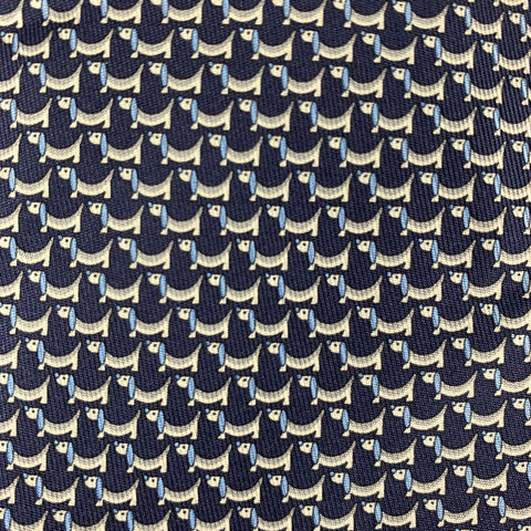 SALVATORE FERRAGAMO Navy "Wiener Dogs"  Silk Tie