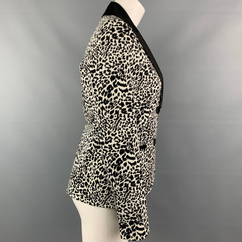 LOVE MOSCHINO Size 6 Black & White Print Cotton Jacket