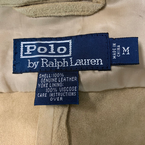 RALPH LAUREN Size M Natural Solid Leather Button Up Long Sleeve Shirt