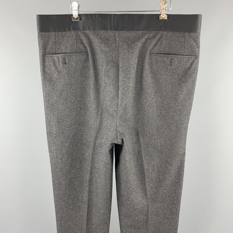 BRIONI Size 39 Dark Gray Heather Wool Tuxedo Dress Pants