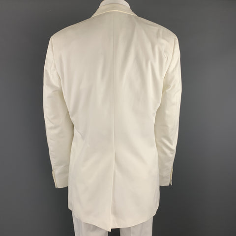 BOSS by HUGO BOSS Size 40 White Cotton Notch Lapel  Suit