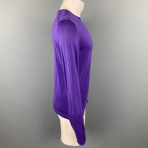 JOHN SMEDLEY Size S Purple Cotton Crew-Neck Pullover Sweater