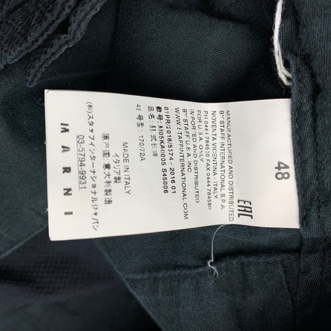 MARNI Size 32 Navy Textured Cotton Blend Cropped Casual Pants