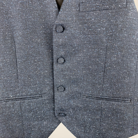 THEORY Size XS Navy Heather Silk / Wool Buttoned Vest