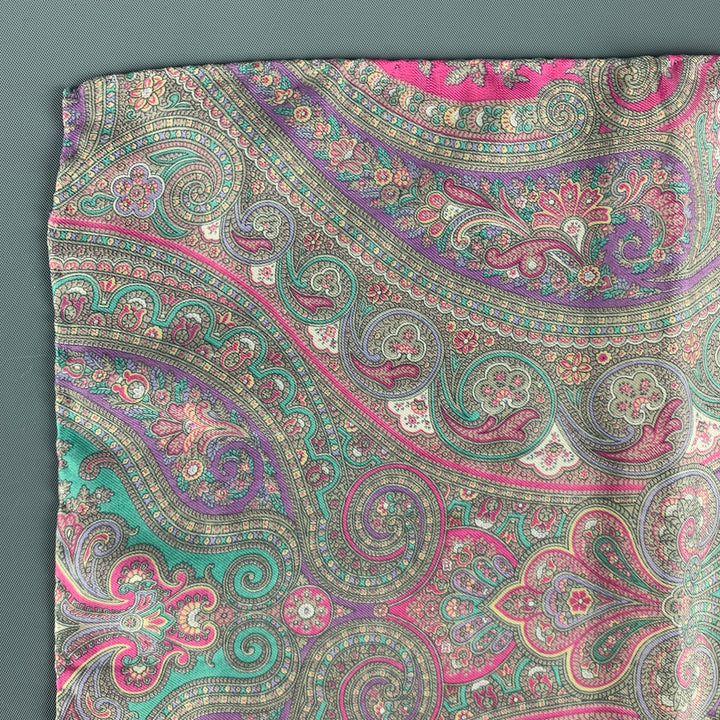 ERMENEGILDO ZEGNA Pink Multi-Color Paisley Silk Pocket Square