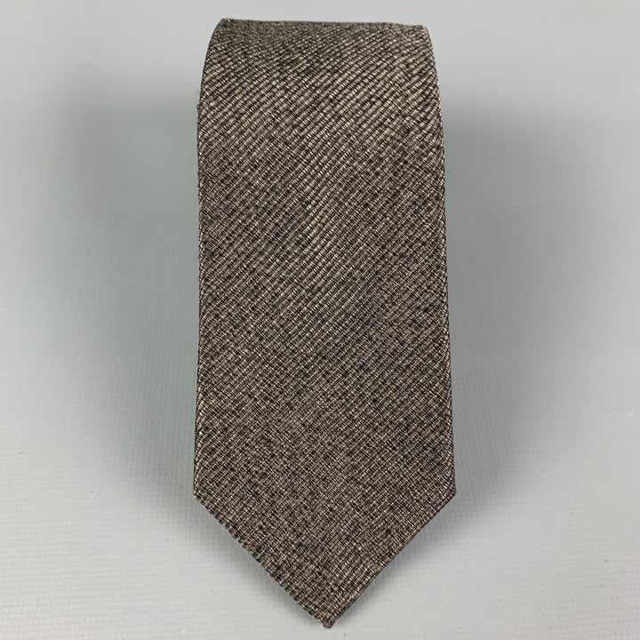 JIL SANDER Grey Silk Cotton Skinny Tie