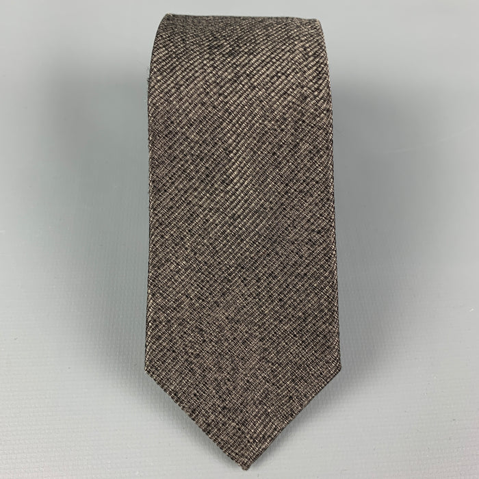 JIL SANDER Grey Silk Cotton Skinny Tie