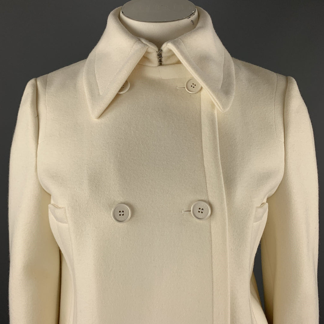 MICHAEL KORS Size 12 Cream Virgin Wool Double Breasted Jacket