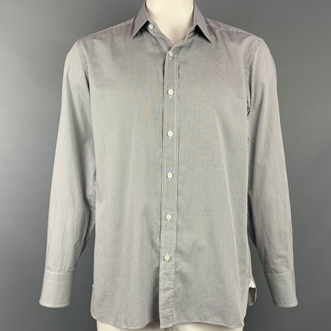 TOM FORD Size XL Black & White Grid Cotton Button Up Long Sleeve Shirt