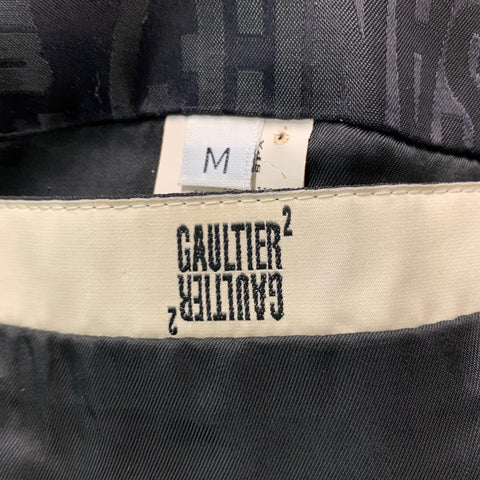 GAULTIER2 JEAN PAUL GAULTIER Talla 38 Abrigo deportivo con cuello chal de seda y lana lisa negro