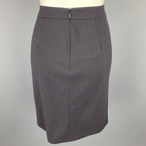 GIORGIO ARMANI Size 4 Charcoal Wool Blend A-Line Skirt