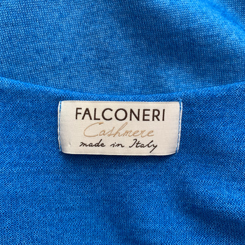 FALCONERI Taille S Pull Col V En Cachemire Tricoté Bleu