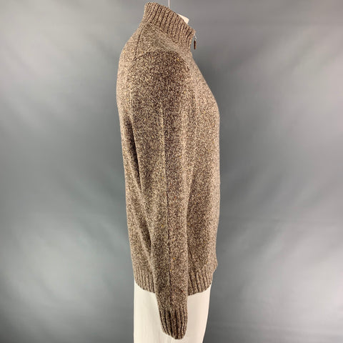 BRUNELLO CUCINELLI Size 42 Oatmeal Tan Heather Cashmere Half Zip Pullover