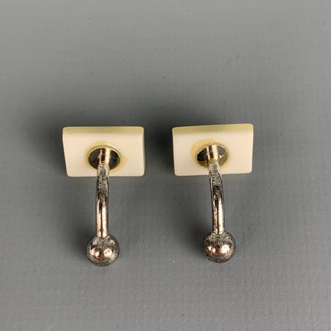 BOSS by HUGO BOSS Beige Marbled Silver Tone Cuff Links