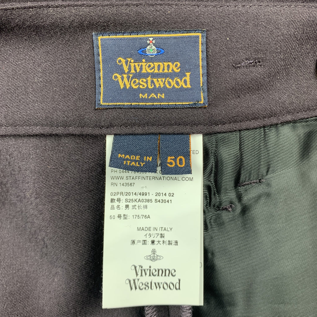 VIVIENNE WESTWOOD MAN Size 34 Eggplant Wool Drop-Crotch Dress Pants