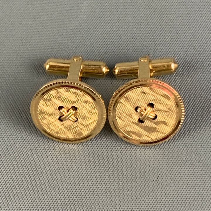 CHRISTIAN DIOR Gold Button Cuff Links