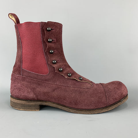 NUMBER (N)INE Size 11 Purple Side Button Chelsea  Boots
