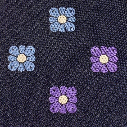 Corbata de seda floral abstracta morada azul marino de ETON