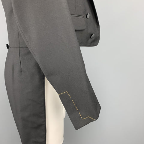 BLACK FLEECE Size 42 Black Wool Open Front Tail Coat