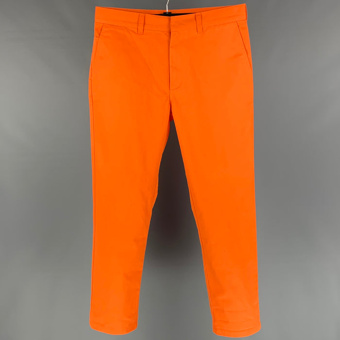 SUPREME Taille 34 Pantalon décontracté en polyester / coton orange avec braguette zippée