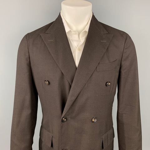 BOGLIOLI Size 38 Regular Brown Virgin Wool Peak Lapel Sport Coat