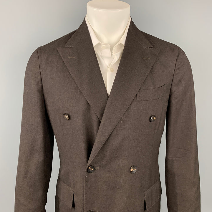 BOGLIOLI Talla 38 Abrigo deportivo regular con solapa de pico de lana virgen marrón
