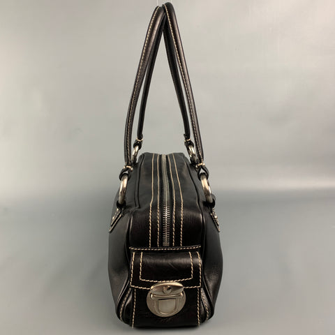 Vintage MARC JACOBS Black Contrast Stitch Leather Satchel Handbag