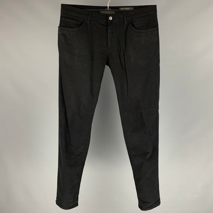 DOLCE &amp; GABBANA Pantalón casual con corte jean de algodón negro talla 34 elástico