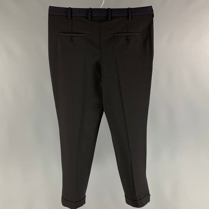 NEIL BARRETT Size 34 Navy Black Polyester Blend Button Fly Dress Pants