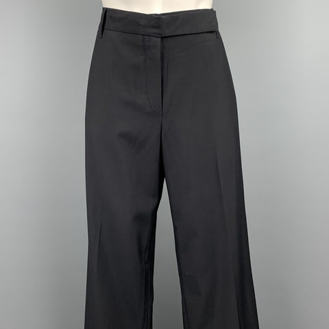 JIL SANDER Size 6 Black Virgin Wool Wide Leg Dress Pants