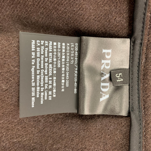 PRADA Talla 44 Abrigo con tapeta oculta de lana a cuadros gris y azul