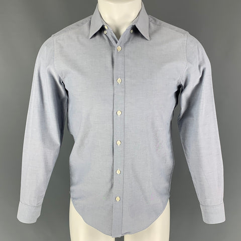 THEORY Size XS Blue White Oxford Cotton Long Sleeve Shirt