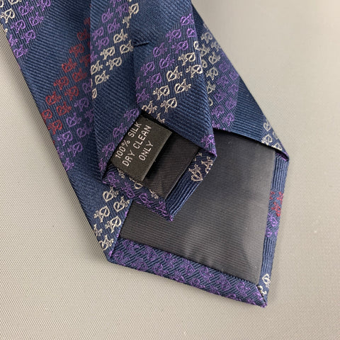 ROZBORA Blue Purple Abstract Silk Tie