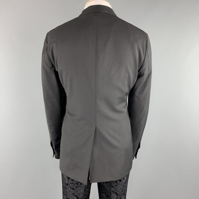 ETRO Size 42 Black Paisley Wool Peak Lapel 35 x 35 Tuxedo